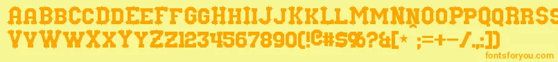 Nuffle-Schriftart – Orangefarbene Schriften auf gelbem Hintergrund