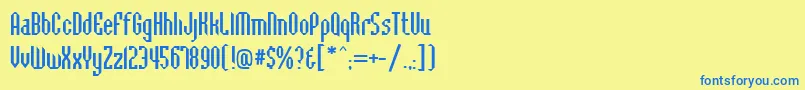 フォントBacbv – 青い文字が黄色の背景にあります。