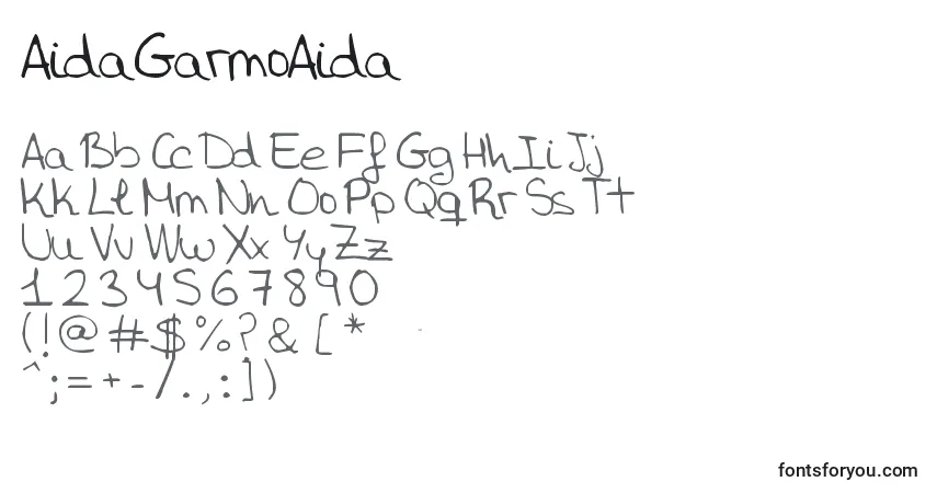 Czcionka AidaGarmoAida – alfabet, cyfry, specjalne znaki