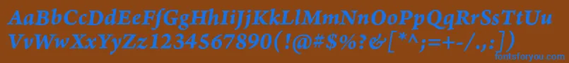 フォントArnoproBolditalic08pt – 茶色の背景に青い文字