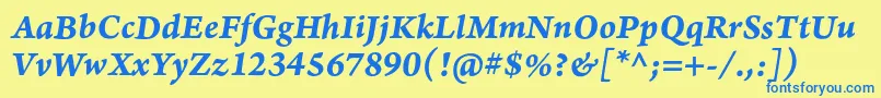 ArnoproBolditalic08pt Font – Blue Fonts on Yellow Background