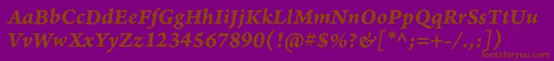 ArnoproBolditalic08pt Font – Brown Fonts on Purple Background