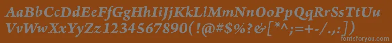 フォントArnoproBolditalic08pt – 茶色の背景に灰色の文字