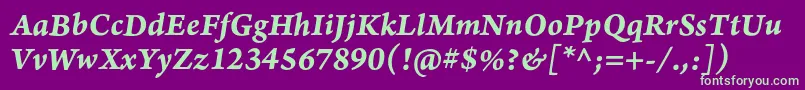 ArnoproBolditalic08pt Font – Green Fonts on Purple Background