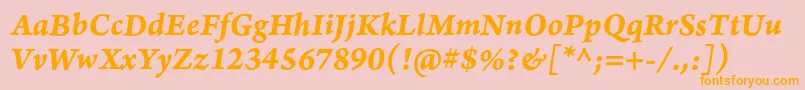 フォントArnoproBolditalic08pt – オレンジの文字がピンクの背景にあります。