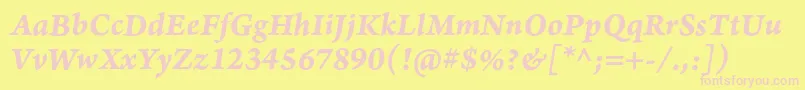 ArnoproBolditalic08pt-fontti – vaaleanpunaiset fontit keltaisella taustalla