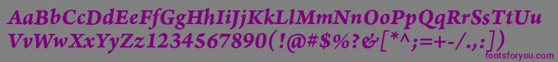 ArnoproBolditalic08pt-fontti – violetit fontit harmaalla taustalla