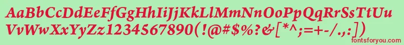 Шрифт ArnoproBolditalic08pt – красные шрифты на зелёном фоне