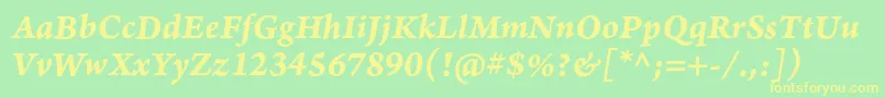 フォントArnoproBolditalic08pt – 黄色の文字が緑の背景にあります