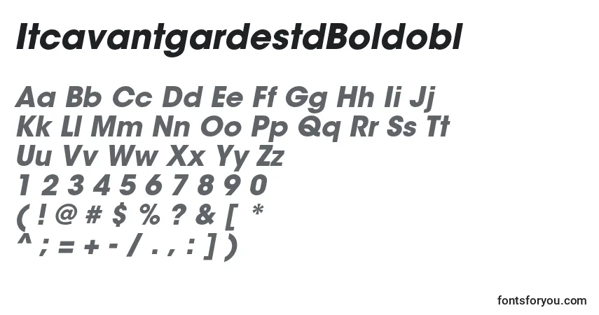 Шрифт ItcavantgardestdBoldobl – алфавит, цифры, специальные символы