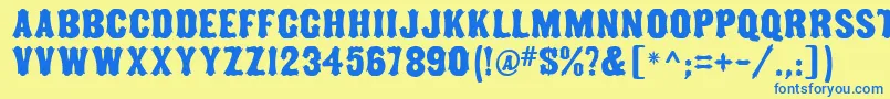 TuscanMfNarrow Font – Blue Fonts on Yellow Background