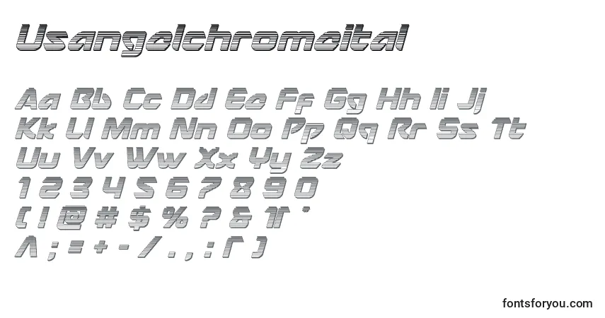 Schriftart Usangelchromeital – Alphabet, Zahlen, spezielle Symbole