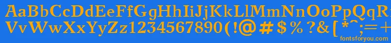 フォントNewJournalBold.001.001 – オレンジ色の文字が青い背景にあります。