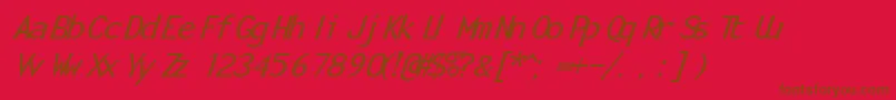 Fonte MonotonyItalic – fontes marrons em um fundo vermelho