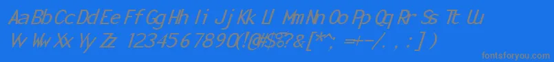 Fonte MonotonyItalic – fontes cinzas em um fundo azul