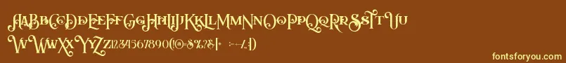 Arbatoshregular-fontti – keltaiset fontit ruskealla taustalla