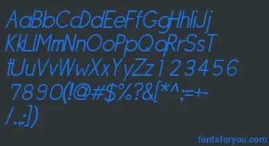 SipleLightoblique font – Blue Fonts On Black Background