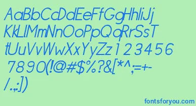 SipleLightoblique font – Blue Fonts On Green Background