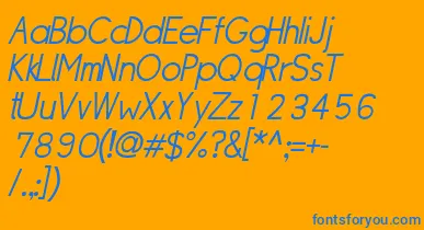 SipleLightoblique font – Blue Fonts On Orange Background