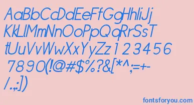 SipleLightoblique font – Blue Fonts On Pink Background