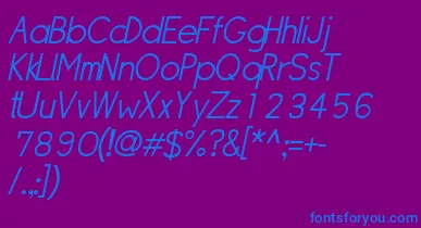 SipleLightoblique font – Blue Fonts On Purple Background
