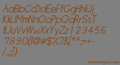 SipleLightoblique font – Brown Fonts On Gray Background