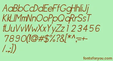 SipleLightoblique font – Brown Fonts On Green Background