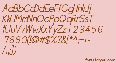 SipleLightoblique font – Brown Fonts On Pink Background