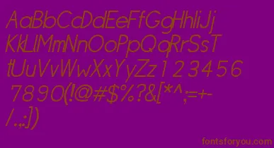 SipleLightoblique font – Brown Fonts On Purple Background