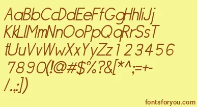SipleLightoblique font – Brown Fonts On Yellow Background