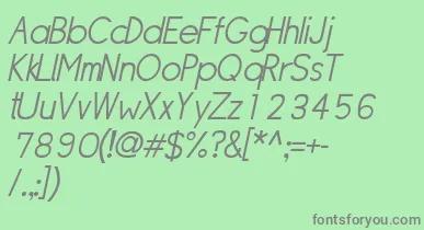 SipleLightoblique font – Gray Fonts On Green Background