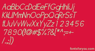 SipleLightoblique font – Green Fonts On Red Background