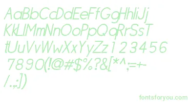 SipleLightoblique font – Green Fonts On White Background