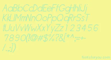SipleLightoblique font – Green Fonts On Yellow Background