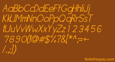 SipleLightoblique font – Orange Fonts On Brown Background