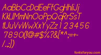 SipleLightoblique font – Orange Fonts On Purple Background