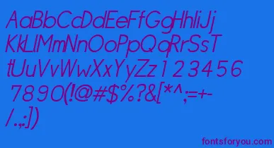 SipleLightoblique font – Purple Fonts On Blue Background