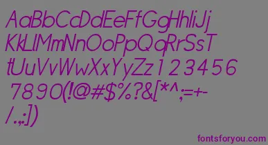 SipleLightoblique font – Purple Fonts On Gray Background