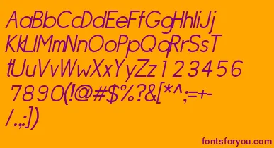 SipleLightoblique font – Purple Fonts On Orange Background