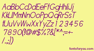 SipleLightoblique font – Purple Fonts On Yellow Background