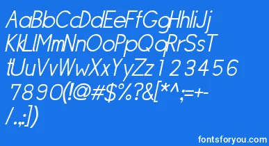 SipleLightoblique font – White Fonts On Blue Background