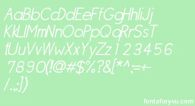 SipleLightoblique font – White Fonts On Green Background