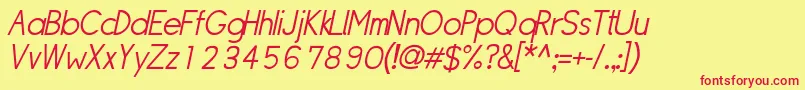 SipleLightoblique Font – Red Fonts on Yellow Background