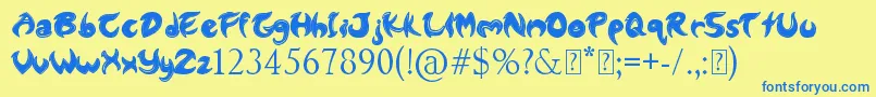 Lund Font – Blue Fonts on Yellow Background