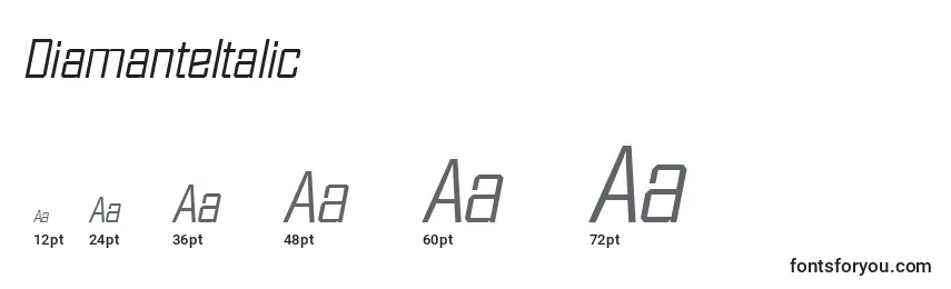 DiamanteItalic Font Sizes