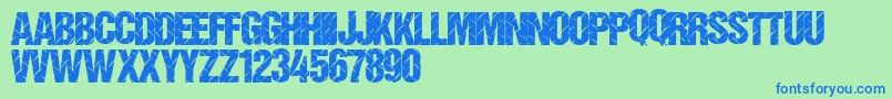 Diamondplate-Schriftart – Blaue Schriften auf grünem Hintergrund