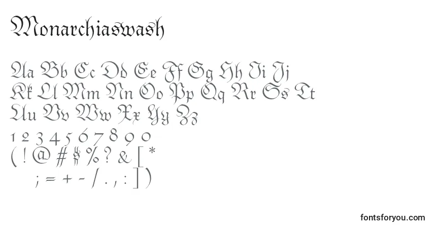 Schriftart Monarchiaswash – Alphabet, Zahlen, spezielle Symbole
