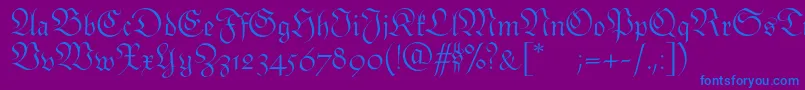 Monarchiaswash-Schriftart – Blaue Schriften auf violettem Hintergrund