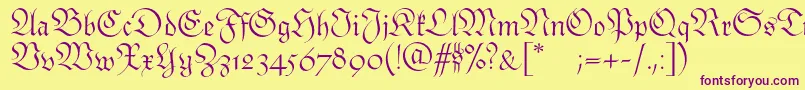 Monarchiaswash Font – Purple Fonts on Yellow Background
