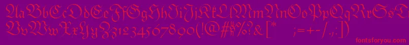 Monarchiaswash-Schriftart – Rote Schriften auf violettem Hintergrund